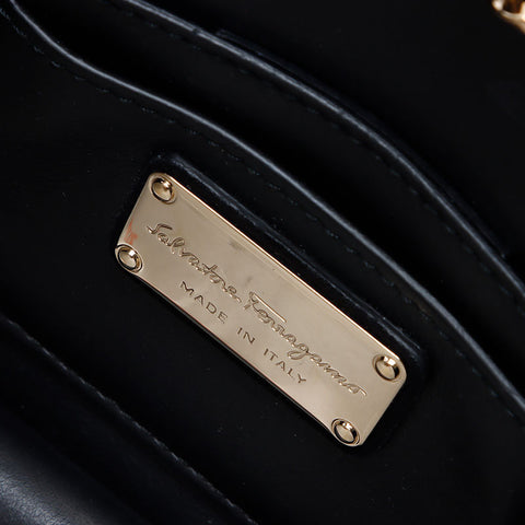 Salvatore Ferragamo Vara Ribbon Suede Shoulder Bag black WS13872