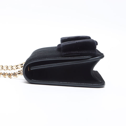 Salvatore Ferragamo Vara Ribbon Suede Shoulder Bag black WS13872