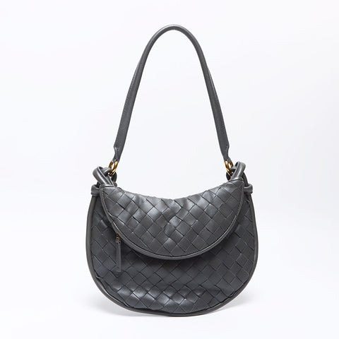 BOTTEGAVENETA INTRECCIATO Gemelli leather Shoulder Bag gray WS13876