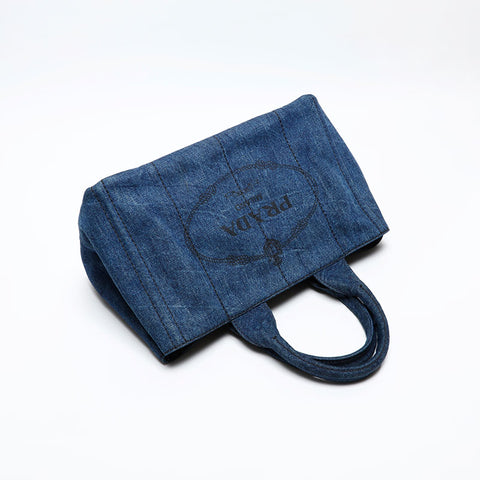 PRADA Canapa Tote Bag Tote Bag Navy WS13880