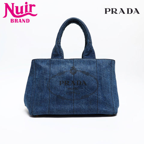 PRADA Canapa Tote Bag Tote Bag Navy WS13880