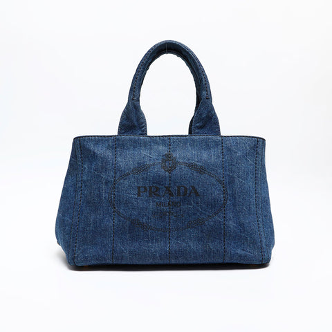 PRADA Canapa Tote Bag Tote Bag Navy WS13880