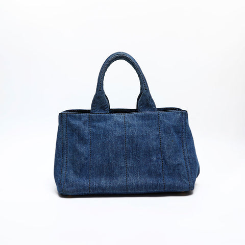 PRADA Canapa Tote Bag Tote Bag Navy WS13880