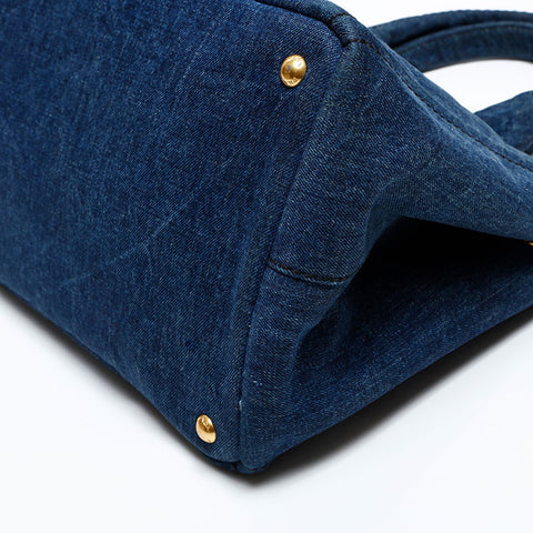 PRADA Canapa Tote Bag Tote Bag Navy WS13880