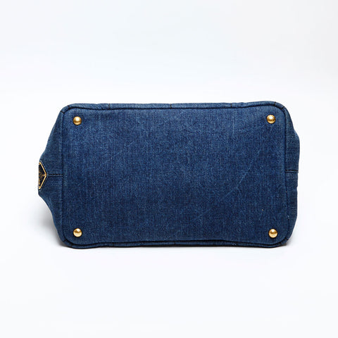 PRADA Canapa Tote Bag Tote Bag Navy WS13880