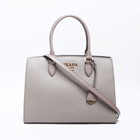 PRADA Saffiano 2WAY Shoulder Bag gray WS13882