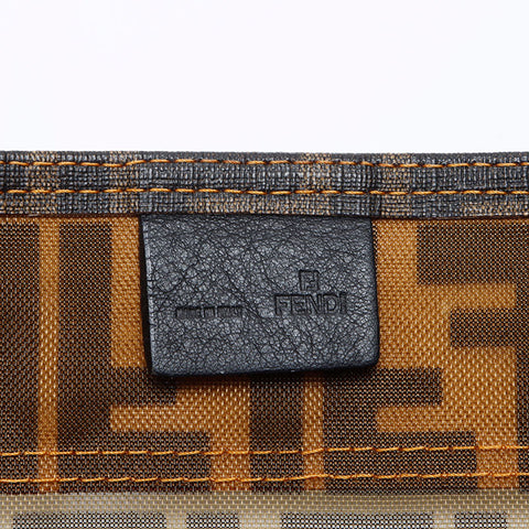 フェンディ FENDI メッシュ ポーチ付き ズッカ トートバッグ ブラウン WS13886