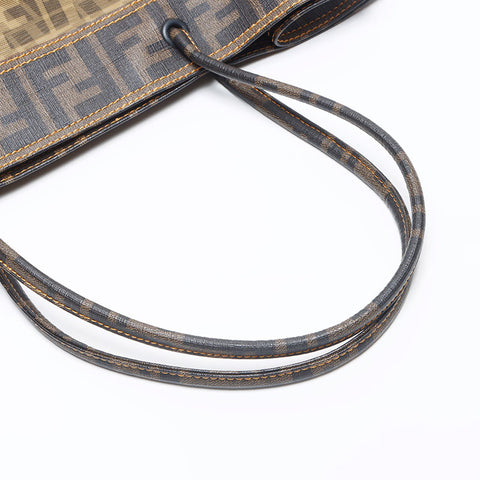 フェンディ FENDI メッシュ ポーチ付き ズッカ トートバッグ ブラウン WS13886