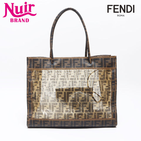 FENDI Zucca with mesh pouch Tote Bag Brown WS13886