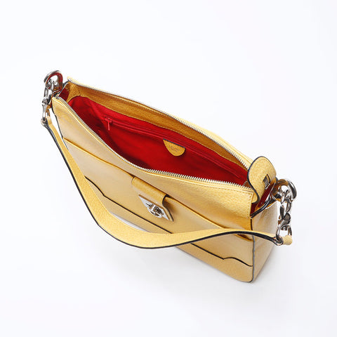 CELINE Gancini leather Shoulder Bag yellow WS13893