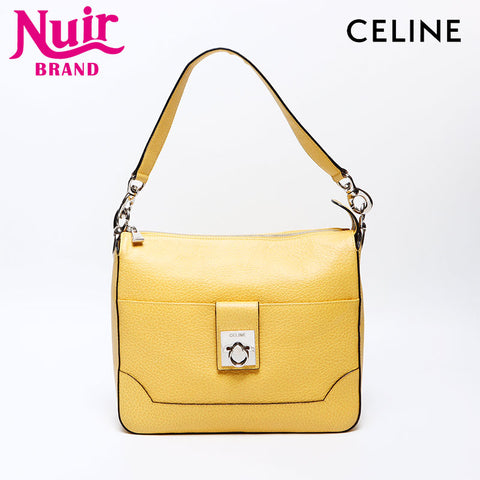 CELINE Gancini leather Shoulder Bag yellow WS13893