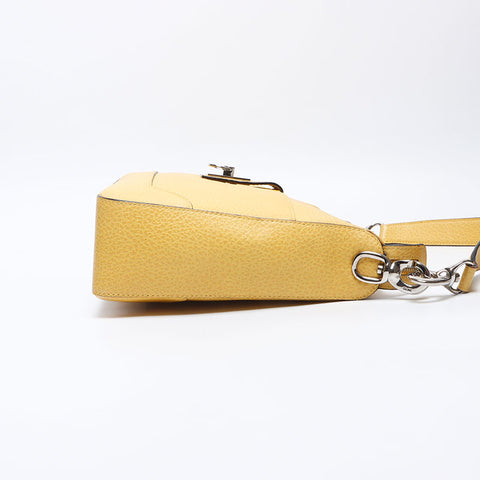 CELINE Gancini leather Shoulder Bag yellow WS13893