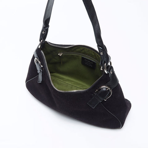 Salvatore Ferragamo Gancini Cotton Pile Shoulder Bag black WS13901