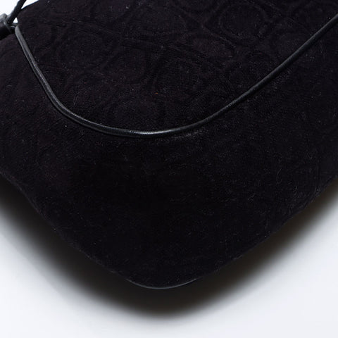Salvatore Ferragamo Gancini Cotton Pile Shoulder Bag black WS13901