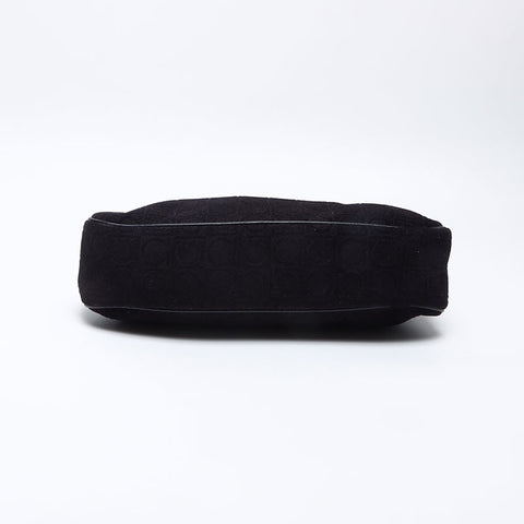 Salvatore Ferragamo Gancini Cotton Pile Shoulder Bag black WS13901