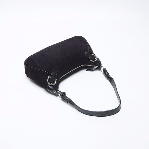 Salvatore Ferragamo Gancini Baumwollflor-Umhängetasche schwarz WS13901
