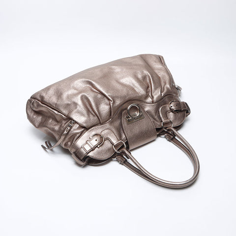 Salvatore Ferragamo Gancini leather Handbag gold WS13903