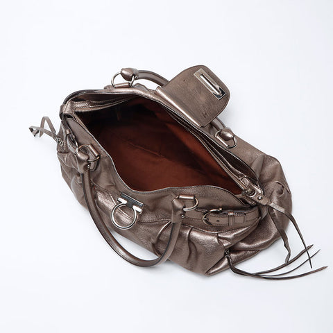 Salvatore Ferragamo Gancini leather Handbag gold WS13903