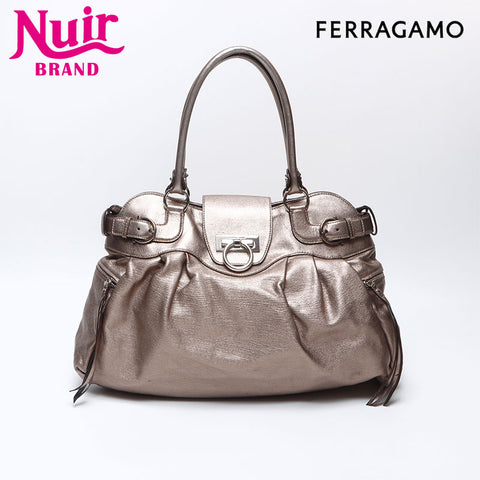 Salvatore Ferragamo Gancini leather Handbag gold WS13903