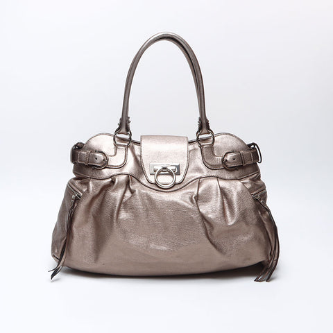 Salvatore Ferragamo Gancini leather Handbag gold WS13903