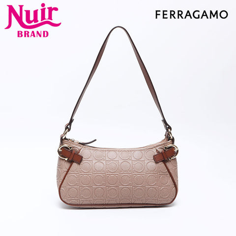 Salvatore Ferragamo Gancini embossing Handbag Brown WS13904