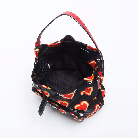 プラダ PRADA テストート キュロイ ハート ナイロン バレンタイン 2way デュエット ショルダーバッグ ブラック WS13907