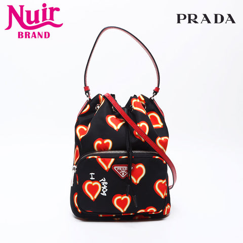 PRADA Testo Culoy Heart Nylon Valentine 2way Duet Shoulder Bag black WS13907
