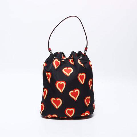 PRADA Testo Culoy Heart Nylon Valentine 2way Duet Umhängetasche schwarz WS13907
