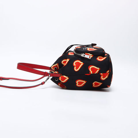 PRADA Testo Culoy Heart Nylon Valentine 2way Duet Umhängetasche schwarz WS13907