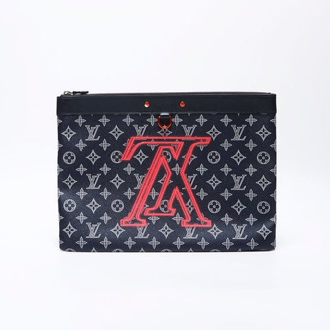 ルイ・ヴィトン LOUIS VUITTON 2018年製 モノグラム インク ポシェットアポロ アップサイドダウン クラッチバッグ ブラック WS13917