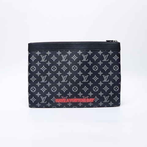 ルイ・ヴィトン LOUIS VUITTON 2018年製 モノグラム インク ポシェットアポロ アップサイドダウン クラッチバッグ ブラック WS13917
