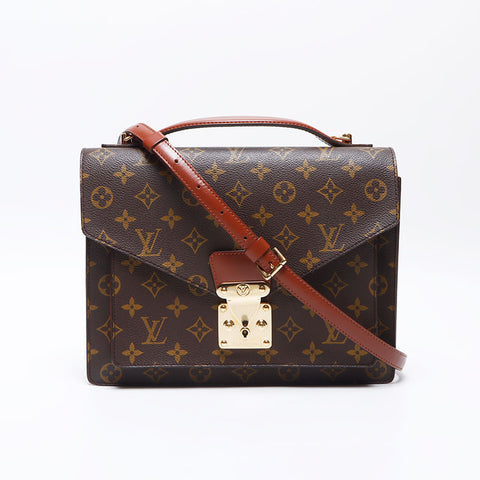 ルイ・ヴィトン LOUIS VUITTON モンソー 28 モノグラム ショルダーバッグ ブラウン WS13920