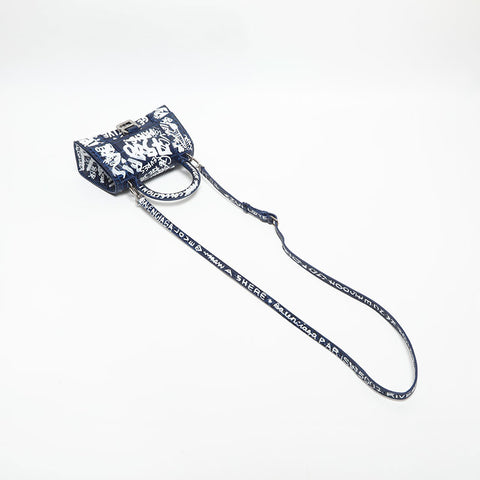 BALENCIAGA Crocodile-embossed calfskin XS Hourglass Shoulder Bag blue WS13924