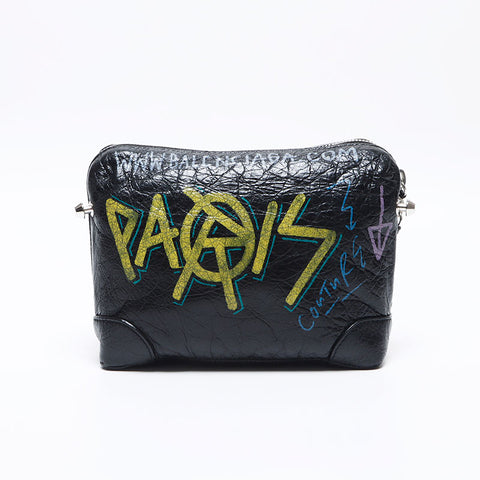 バレンシアガ BALENCIAGA グラフィティ チェーン レザー ショルダーバッグ ブラック WS13934