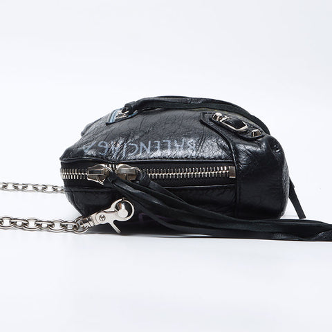バレンシアガ BALENCIAGA グラフィティ チェーン レザー ショルダーバッグ ブラック WS13934