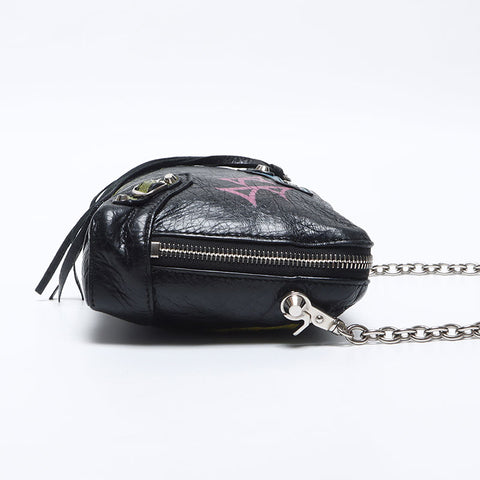 バレンシアガ BALENCIAGA グラフィティ チェーン レザー ショルダーバッグ ブラック WS13934