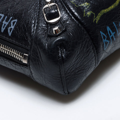 バレンシアガ BALENCIAGA グラフィティ チェーン レザー ショルダーバッグ ブラック WS13934