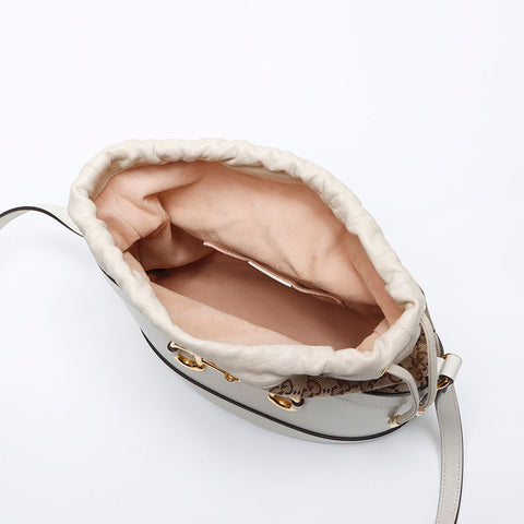グッチ GUCCI ホースビット レザー×キャンバス ショルダーバッグ ホワイト WS13938