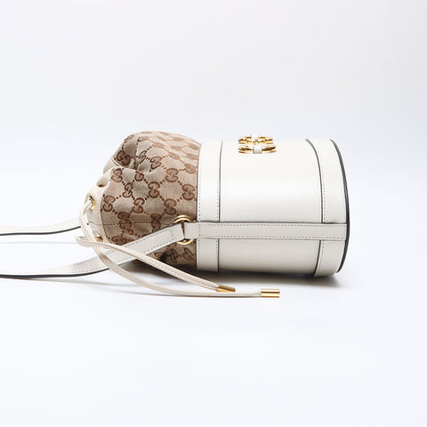 グッチ GUCCI ホースビット レザー×キャンバス ショルダーバッグ ホワイト WS13938