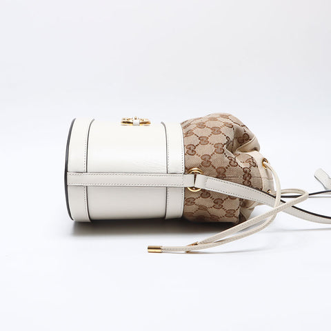 グッチ GUCCI ホースビット レザー×キャンバス ショルダーバッグ ホワイト WS13938