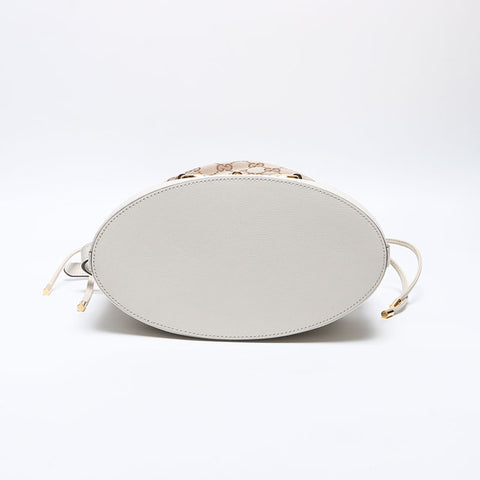 グッチ GUCCI ホースビット レザー×キャンバス ショルダーバッグ ホワイト WS13938