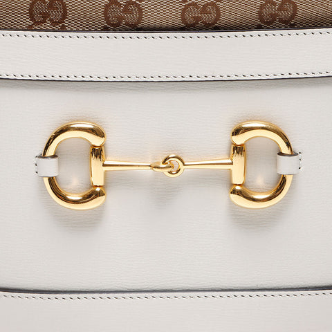 グッチ GUCCI ホースビット レザー×キャンバス ショルダーバッグ ホワイト WS13938