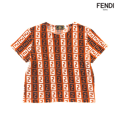 FENDI Zucca pattern pile fabric short sleeve T-shirt multi-color WS1393