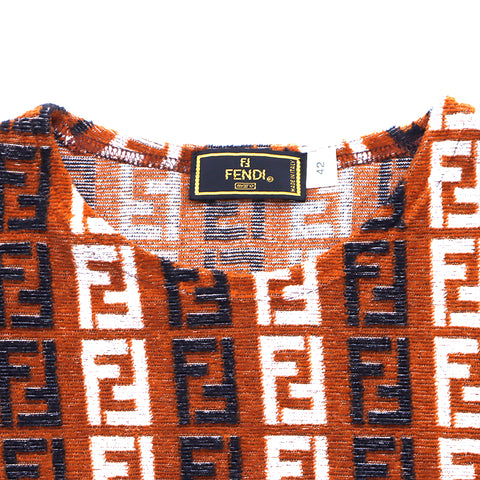 Fendi Zucca-Muster-Stapel-Stoff Kurzarm T-Shirt Multi-Color WS1393