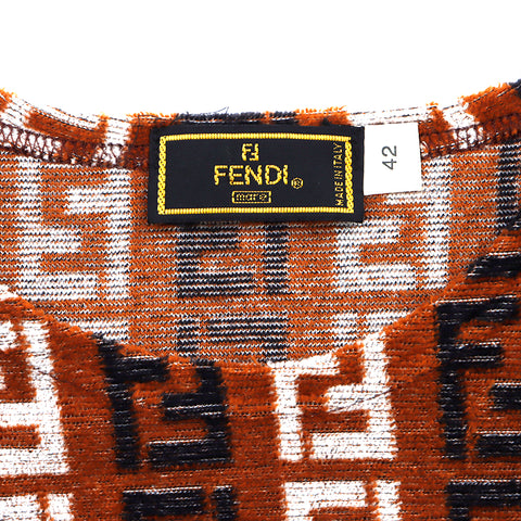 Fendi Zucca-Muster-Stapel-Stoff Kurzarm T-Shirt Multi-Color WS1393