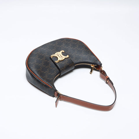 CELINE PVC Macadam Hobo AVA Triomphe Handbag Brown WS13941