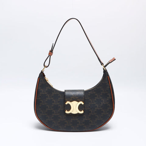 セリーヌ CELINE PVC マカダム ホーボー AVA アヴァ トリオンフ ハンドバッグ ブラウン WS13941