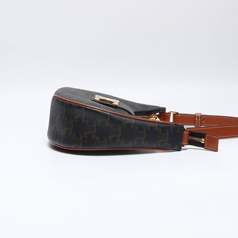 セリーヌ CELINE PVC マカダム ホーボー AVA アヴァ トリオンフ ハンドバッグ ブラウン WS13941