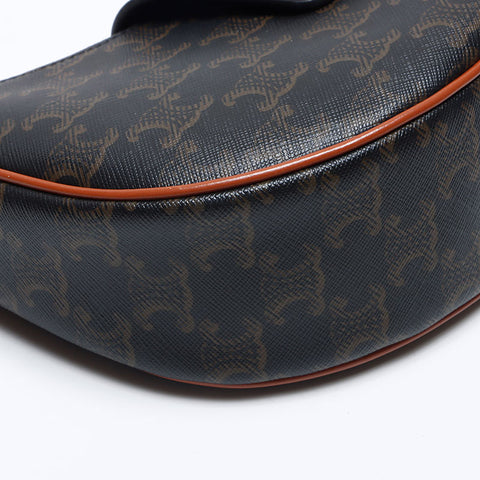 CELINE PVC Macadam Hobo AVA Triomphe Handbag Brown WS13941
