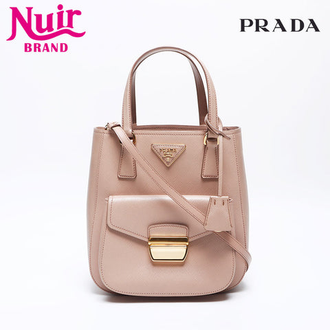 PRADA Saffiano 2way Shoulder Bag beige WS13942